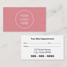 Tarjeta de cita rosa Rubor con logotipo de negocio