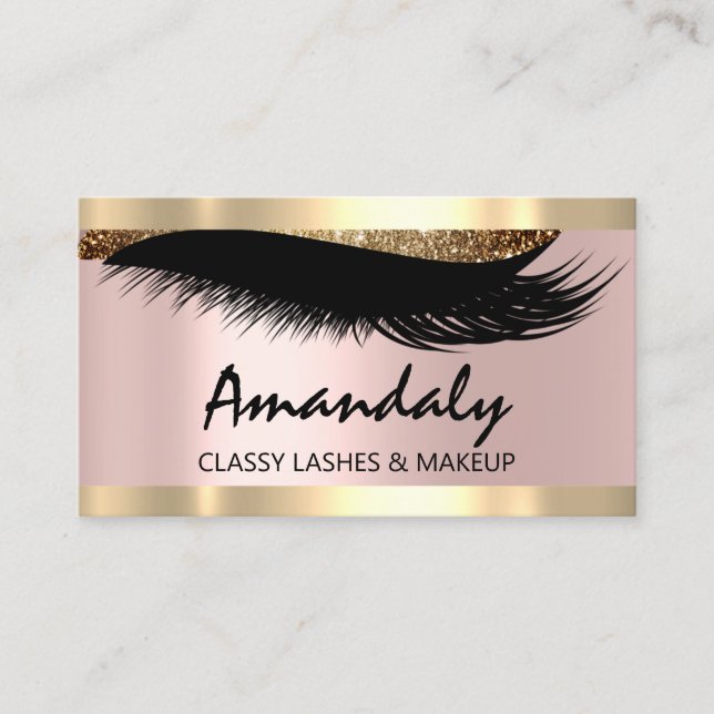 Tarjeta de cita rosada Esteticista Makeup Eyelashe (Anverso)
