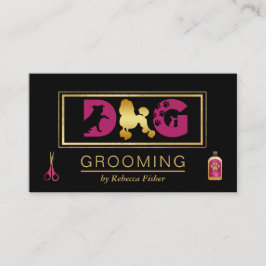 Tarjeta de cita rosada para perro Grooming Black P