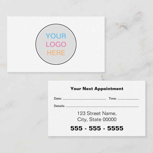 Tarjeta de cita simple con logotipo de negocios (Anverso / Reverso)