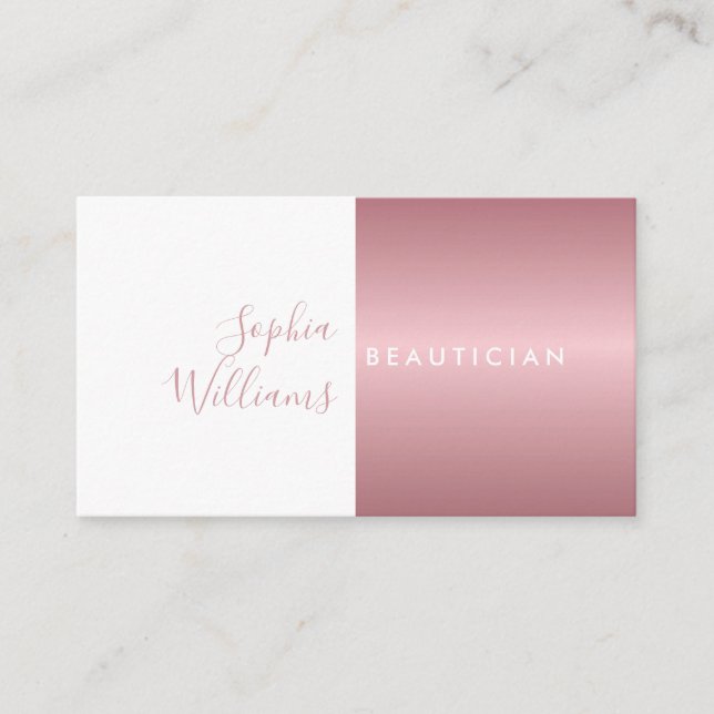 Tarjeta de cita simple moderna de oro rosa y blanc (Anverso)