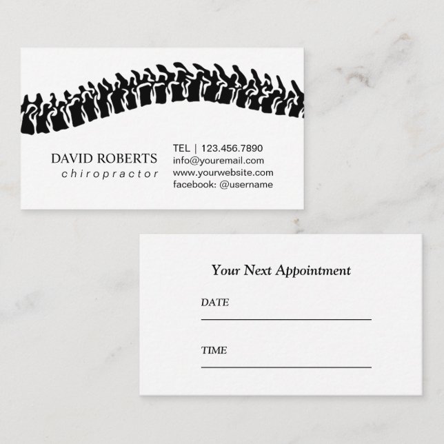 Tarjeta de cita simple para quiropráctico (Anverso / Reverso)