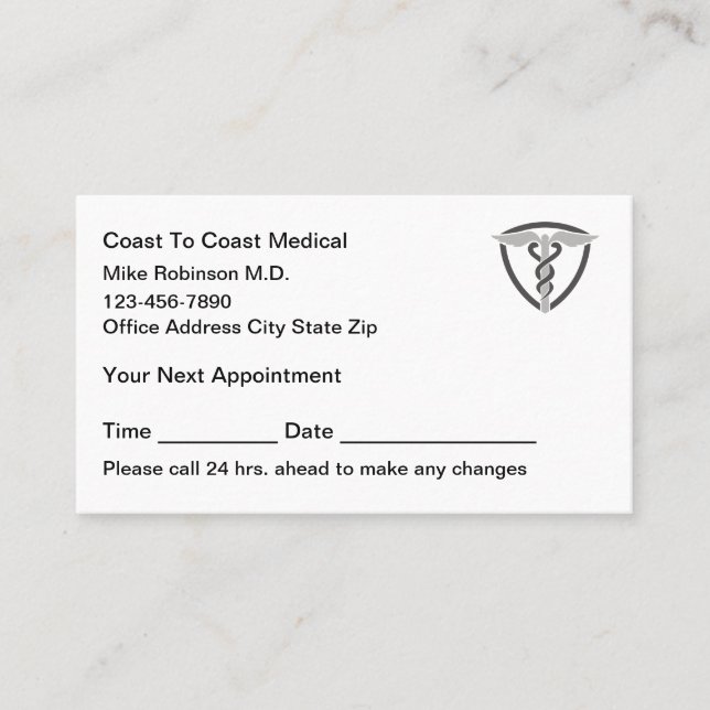Tarjeta de cita simple y moderna para consultorio  (Anverso)