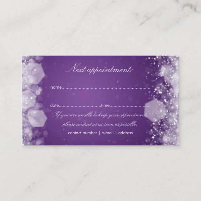 Tarjeta de cita Sparkling Night Purple (Anverso)
