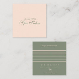 Tarjeta de cita verde de estudio de belleza de sal