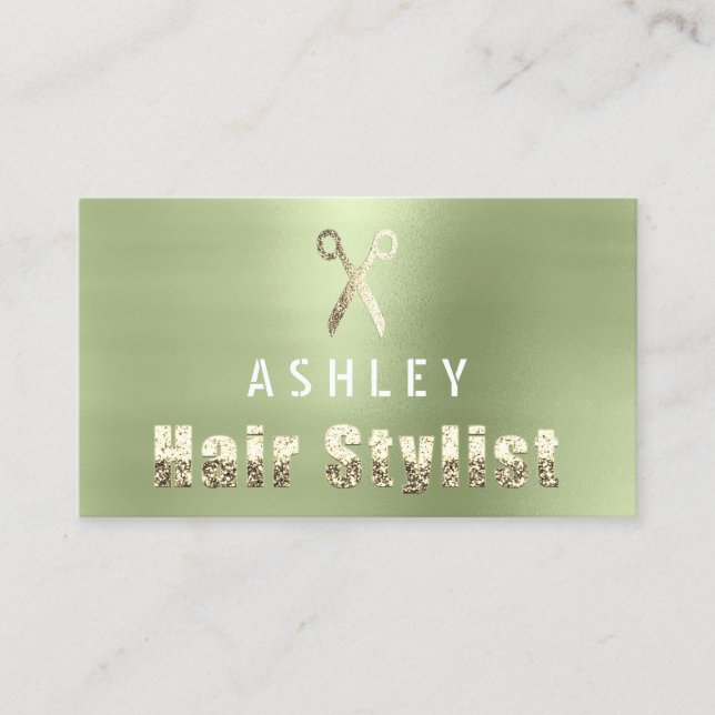 Tarjeta de cita verde Hair Stylist Salon Ming (Anverso)
