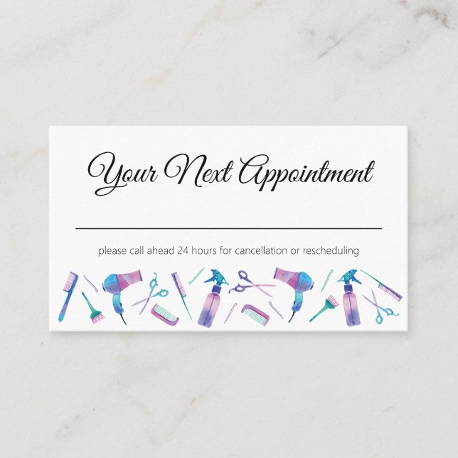 Tarjeta de cita Watercolor Stylist (Anverso)
