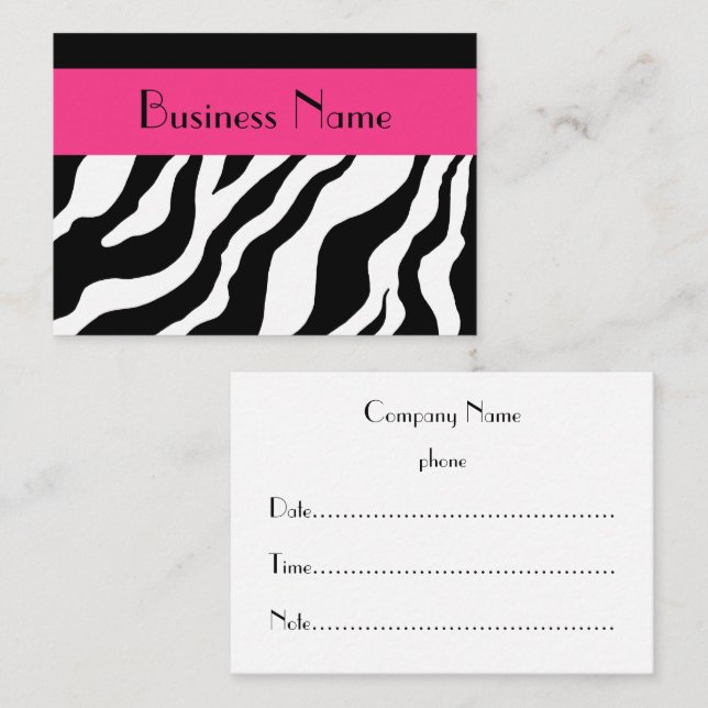 Tarjeta de cita Zebra (Anverso / Reverso)