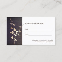 Tarjeta de cita Zen Gold Branch Salon and Spa