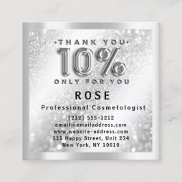 Tarjeta De Citas 10% de descuento Logotipo de descuento Purpurina d