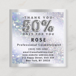 Tarjeta De Citas 50% de descuento Logotipo de descuento Purpurina P