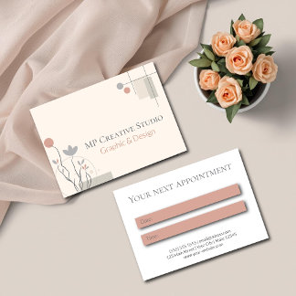 Tarjeta De Citas Abstract Pastel Design: Modern Florals & Geometry