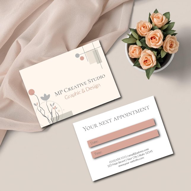 Tarjeta De Citas Abstract Pastel Design: Modern Florals & Geometry (Subido por el creador)
