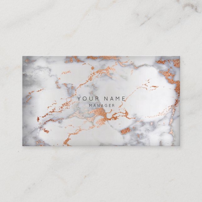 Tarjeta De Citas Abstracto Marble Grey Nombramiento Silver Copper V (Anverso)