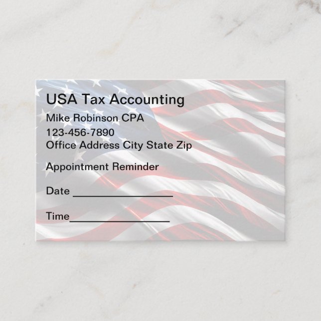 Tarjeta De Citas Accountant Patriotic Appointment Reminder  (Anverso)