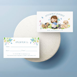 Tarjeta De Citas Acuarela Floral Dog & Cat Pet care service white