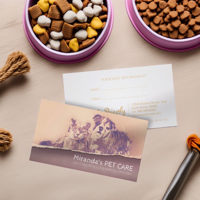 Tarjeta De Citas Acuarela Perro Cat Pet Care Shop Groing Sitting (Subido por el creador)