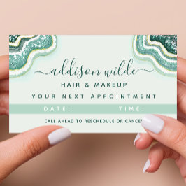 Tarjeta De Citas Agate Geode Purpurina verde azulado Gold Luxe