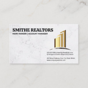 Tarjeta De Citas Agente inmobiliario Rascacielos de oro