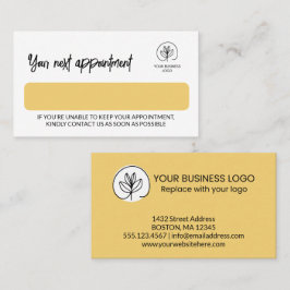 Tarjeta De Citas Amarillo Suave y Blanco Con El Logotipo De Su Empr