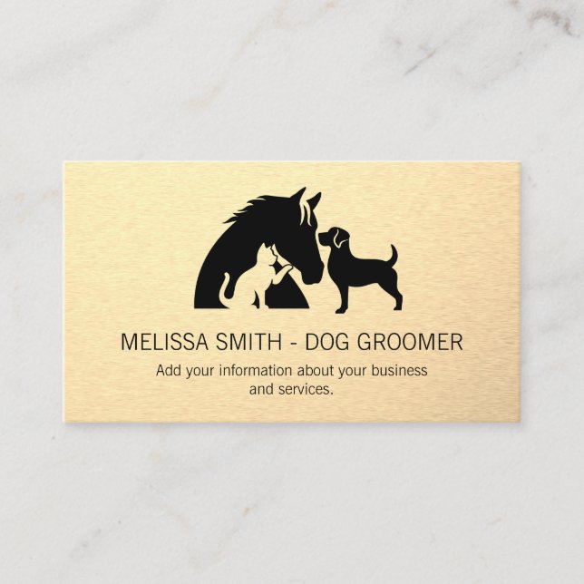 Tarjeta De Citas Animal Service | Horse Dog Cat Logo (Anverso)