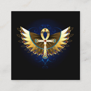 Tarjeta De Citas Ankh de oro con alas