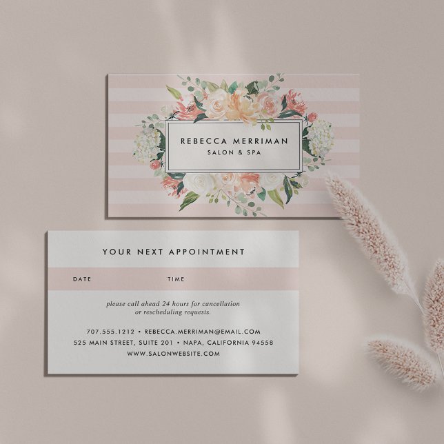 Tarjeta De Citas Antiguo Floral Rubor banda rosa | Nombramiento (Subido por el creador)