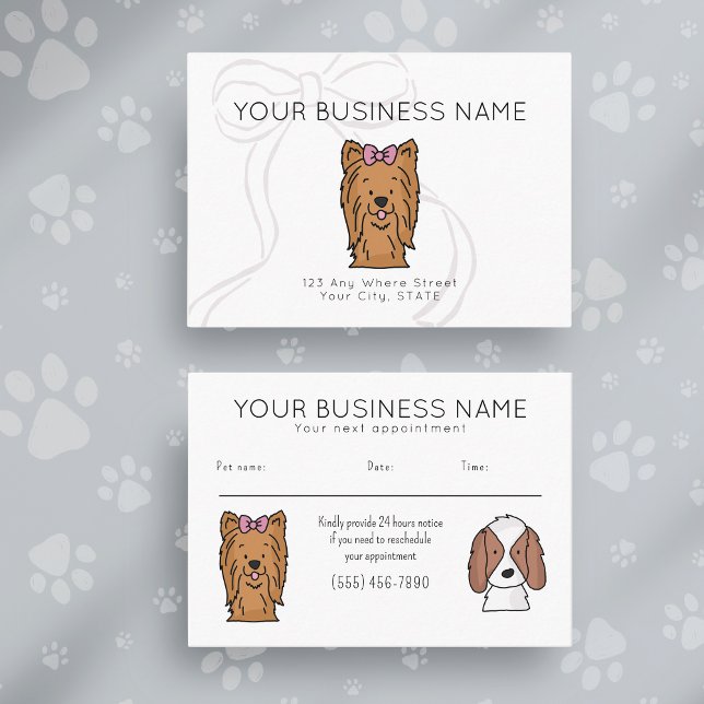 Tarjeta De Citas Appointment Card Cute Bow Dog Doodle White (Subido por el creador)