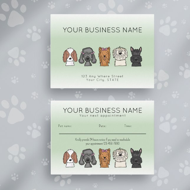 Tarjeta De Citas Appointment Card Cute Dog Breeds Light Green (Subido por el creador)