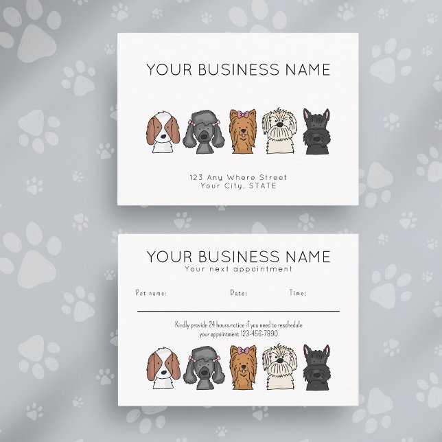 Tarjeta De Citas Appointment Card Cute Dog Breeds Simple White (Subido por el creador)