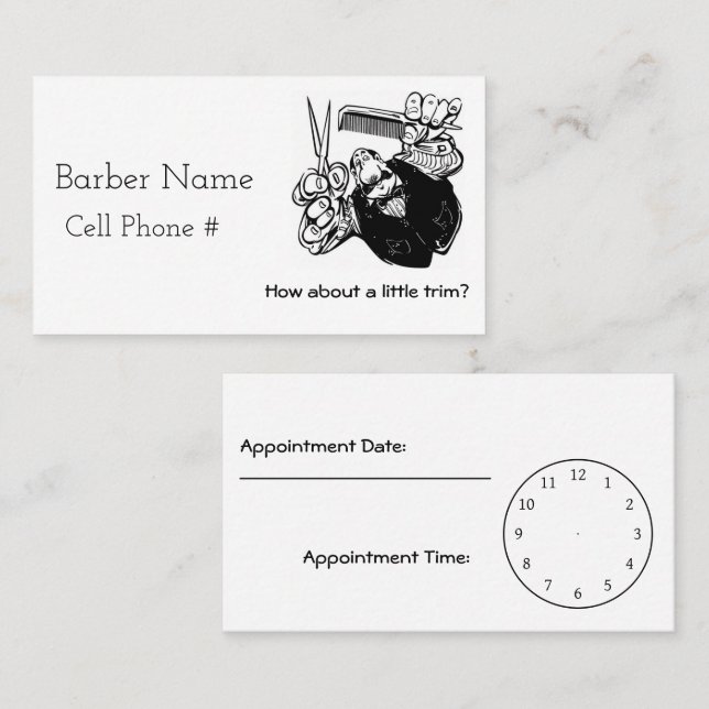 Tarjeta De Citas Arrégleme para arriba, peluquero (Anverso / Reverso)