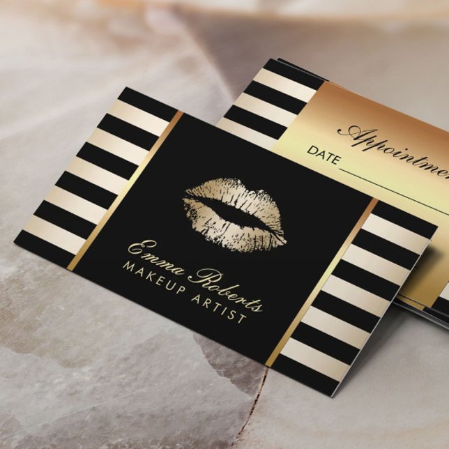 Tarjeta De Citas Artista de maquillaje Oro Lipita las bandas modern (Subido por el creador)