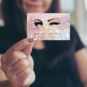 Tarjeta De Citas Artista de maquillaje profesional Purpurina Rosa E