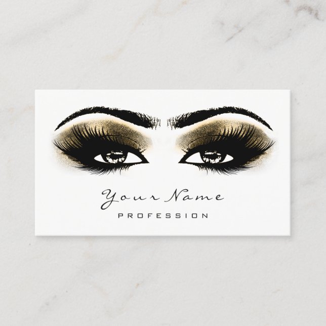 Tarjeta De Citas Artista de maquillaje Purpurina Sepia Golpea blanc (Anverso)