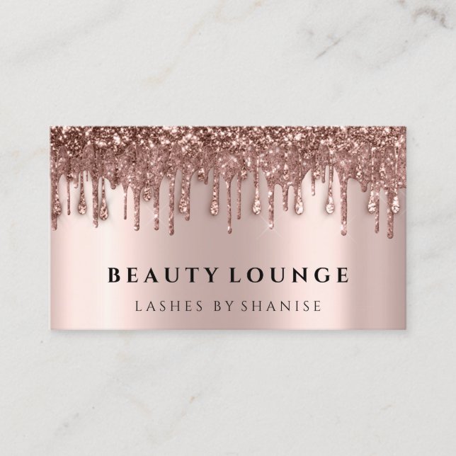 Tarjeta De Citas Artista de maquillaje Rosa de Eyelash gotea las uñ (Anverso)