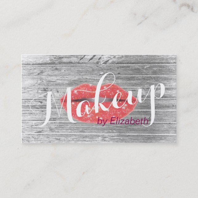 Tarjeta De Citas Artista de maquillaje Sparkle Red Lips Nombramient (Anverso)