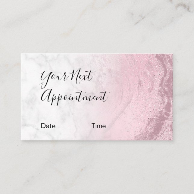 Tarjeta De Citas Artista moderno de maquillaje de mármol purpurina  (Anverso)