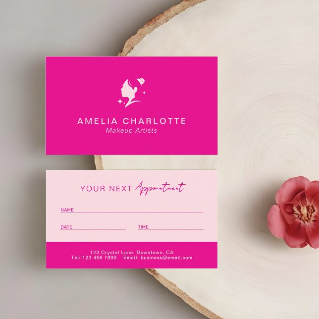 Tarjeta De Citas Artistas de Maquillaje Profesionales Rosa Caliente (Subido por el creador)