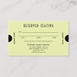 Tarjeta De Citas Asientos reservados de Citron Amarillo Art Deco De