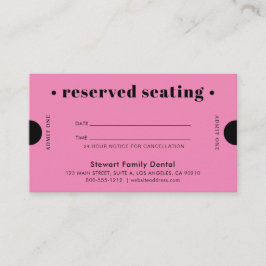 Tarjeta De Citas Asientos reservados Retro Rosado Caliente