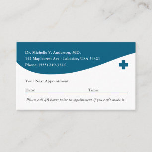 Tarjeta De Citas Azul Médico Doctor Profesional Paciente
