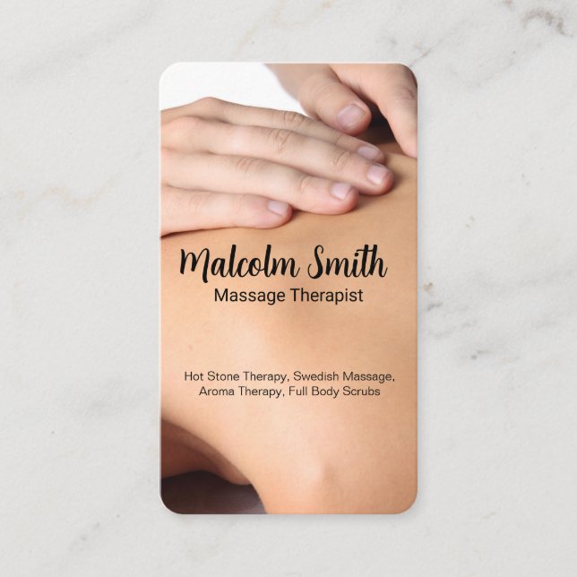 Tarjeta De Citas Back Massage | Health Spa (Anverso)