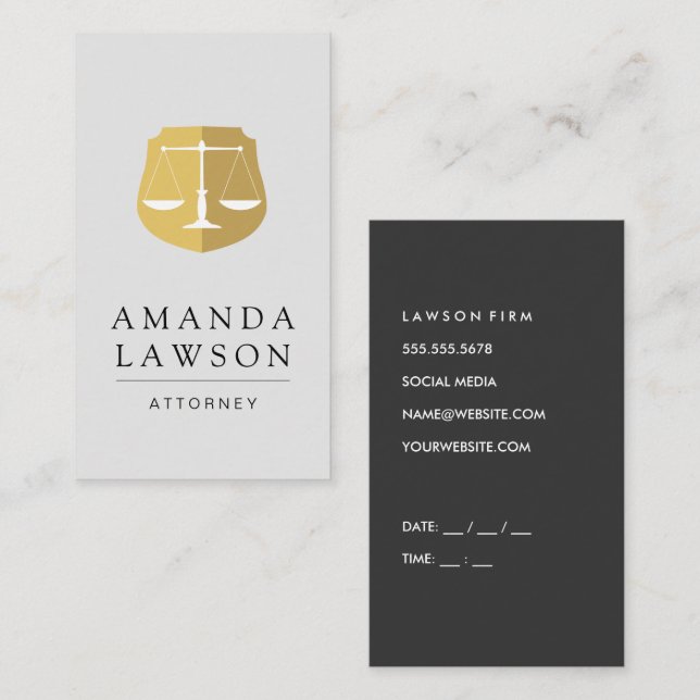 Tarjeta De Citas Balanza de la Justicia | Abogado de Leyes (Anverso / Reverso)