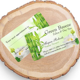 Tarjeta De Citas Bamboo Lotus Reiki Spa Skin Care Salón De Masajes