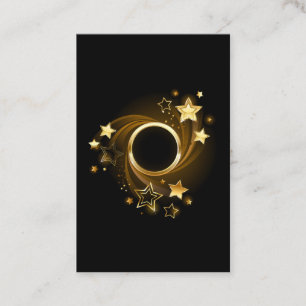 Tarjeta De Citas Banner redondo con estrellas de oro en negro