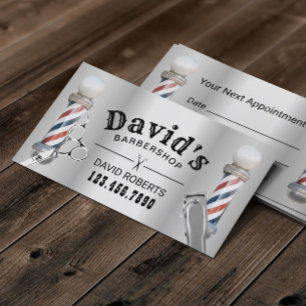 Tarjeta De Citas Barber Barbershop Hair Stylist Faux Metalizado