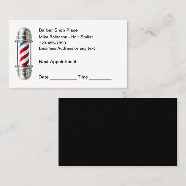 Tarjeta De Citas Barber Shop Hairstylist Appointment Cards (Anverso / Reverso)