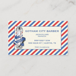 Tarjeta De Citas Barber Shop Red White Blue Stripes Polo