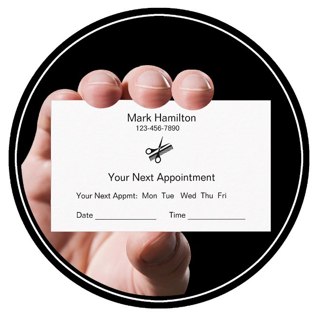Tarjeta De Citas Barber Shop Simple Appointment Cards (barber)