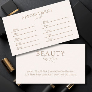 Tarjeta De Citas Beige y Brown, Elegante Mínimo, Salón